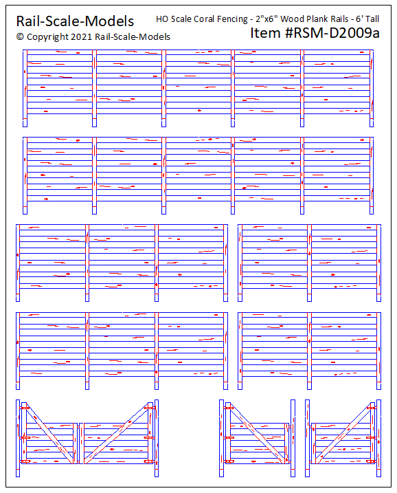 HO Scale Coral Fencing ~ 2x6 Planks